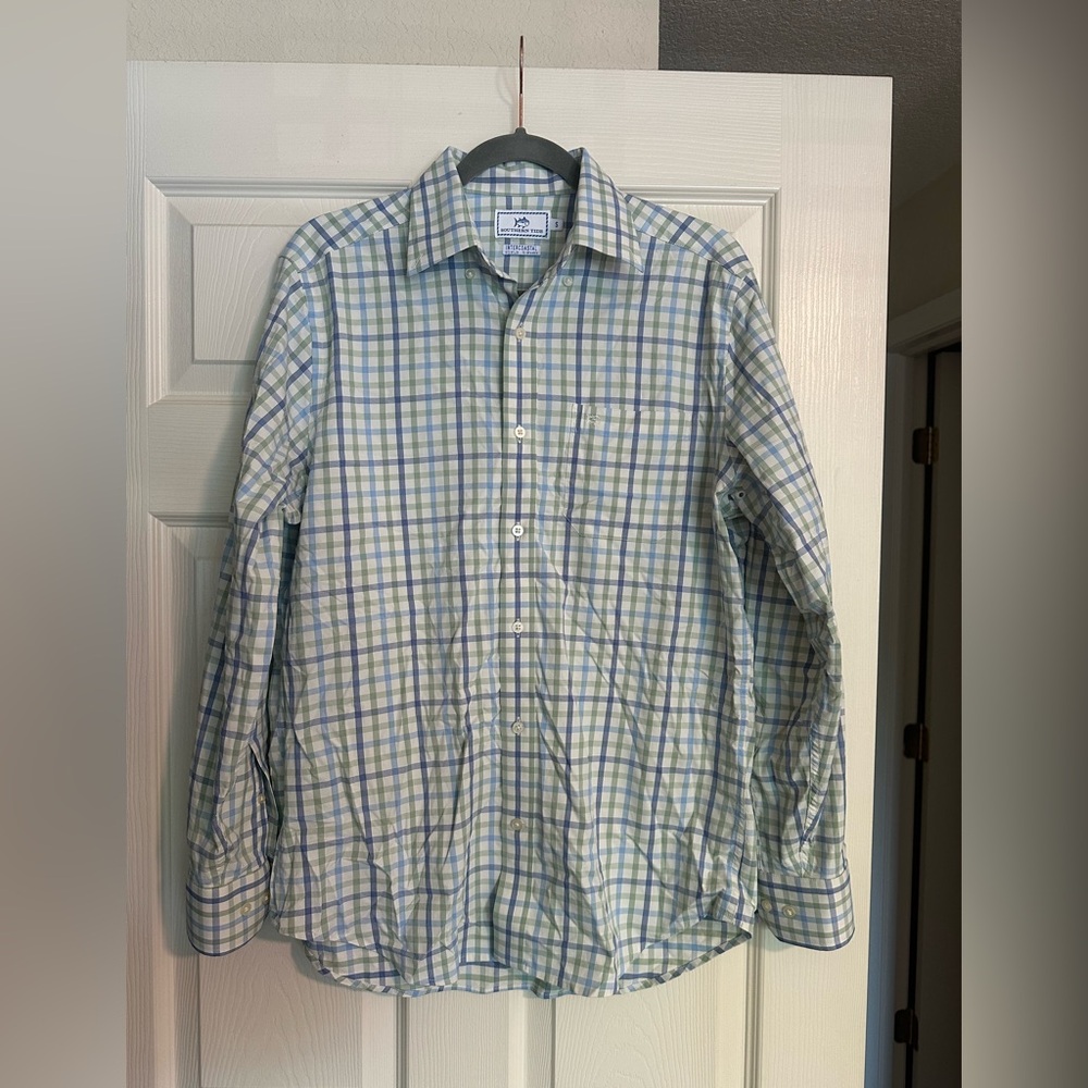 Southern Tide Blue and Green Casual Button Down Shirt